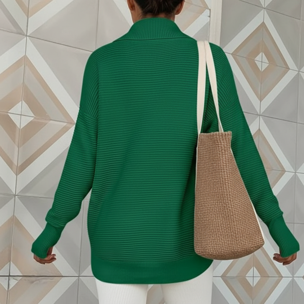 Long Sleeve Quarter Zip Pullover With Collar For Women - Image 17