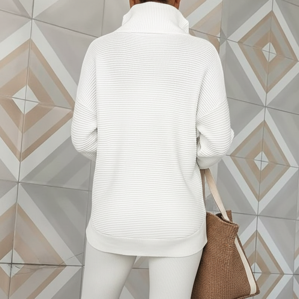 Long Sleeve Quarter Zip Pullover With Collar For Women - Image 19
