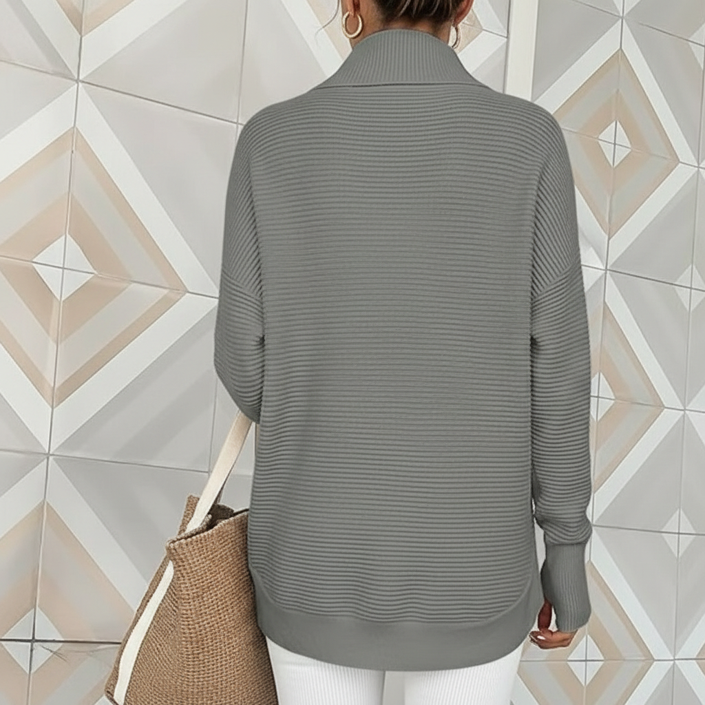 Long Sleeve Quarter Zip Pullover With Collar For Women - Image 13