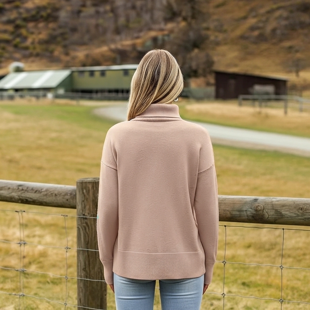 Oversized Chunky Knitted Sweater For Women With High Hem - Image 11