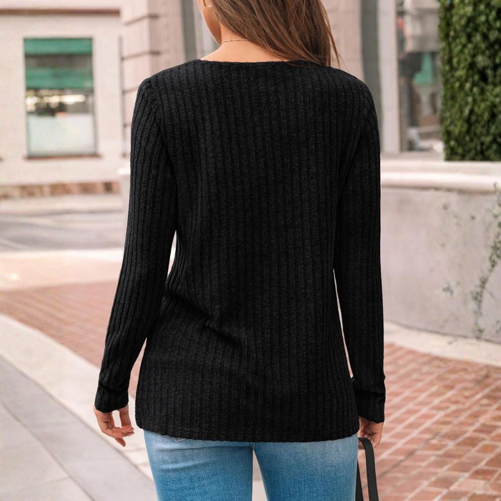 Long Sleeve Knit Tunic Top With Lace Detail For Women - Image 6