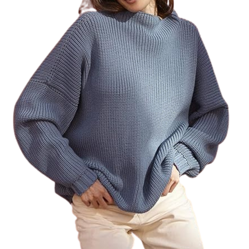 Oversized Chunky Knit Sweater With Batwing Sleeve For Women - Image 11