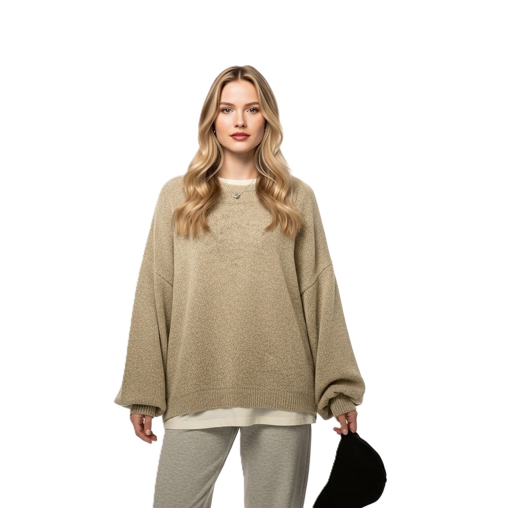 Casual Long Sleeve Sweater With Split Design And Loose Fit For Women - Image 12