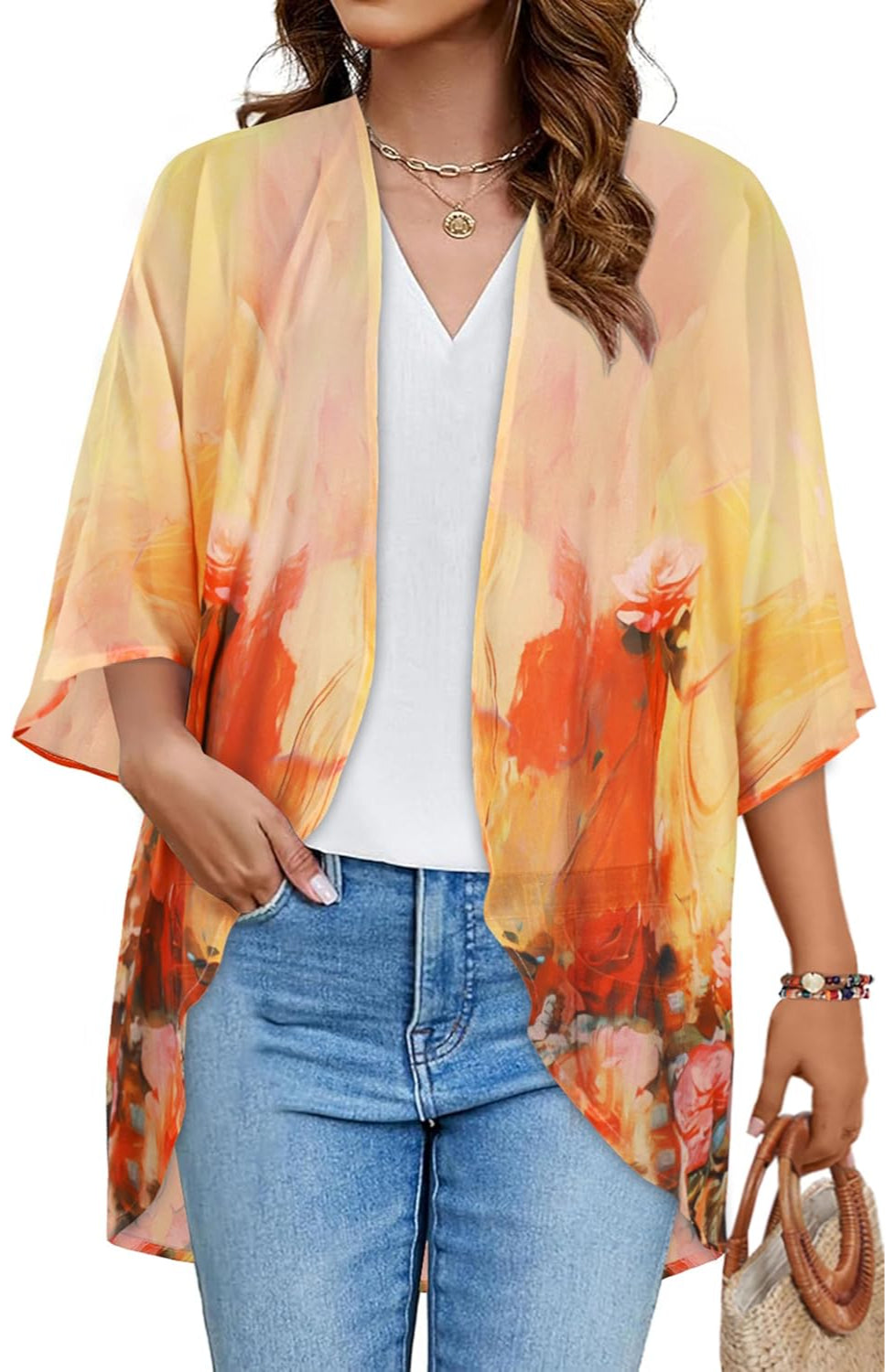 Floral Puff Sleeve Kimono Cardigan - Image 13