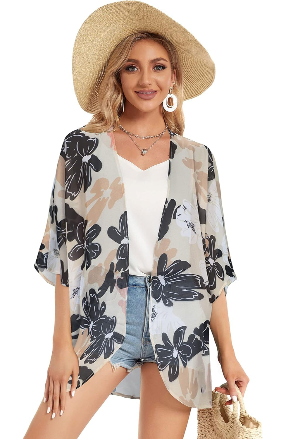 Floral Puff Sleeve Kimono Cardigan - Image 9