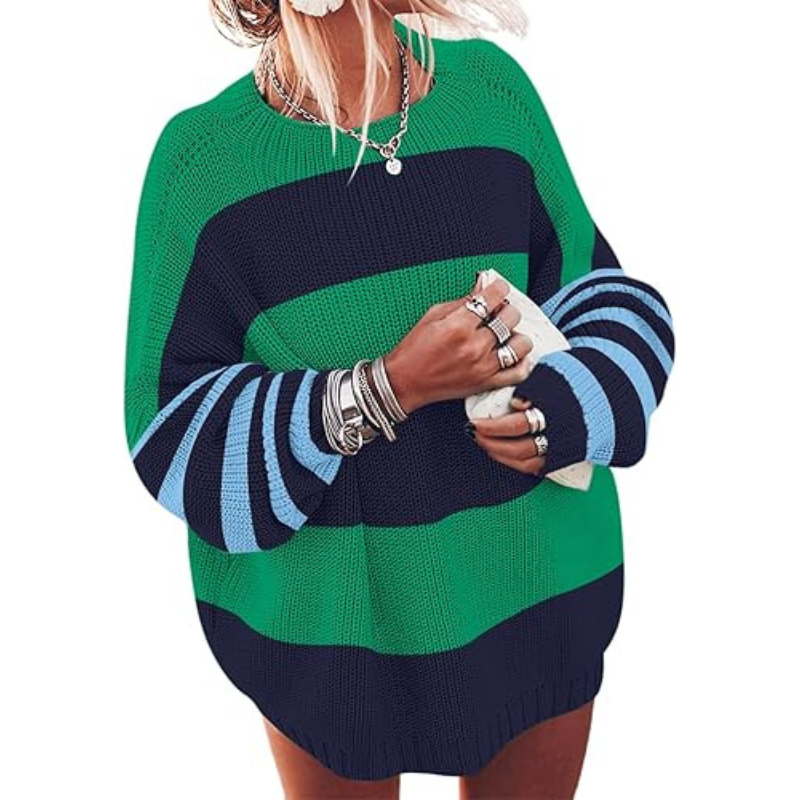 Oversized Chunky Knit Sweater With Batwing Sleeve For Women - Image 9