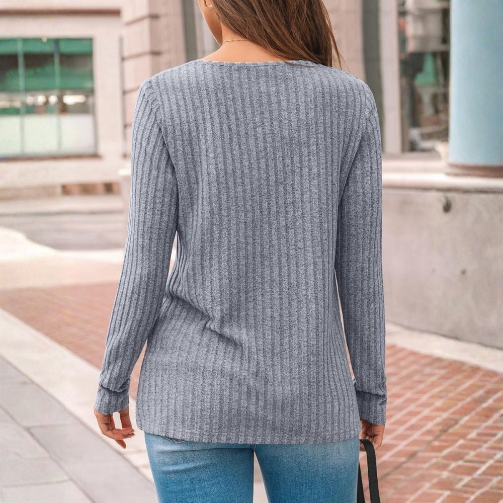 Long Sleeve Knit Tunic Top With Lace Detail For Women - Image 18