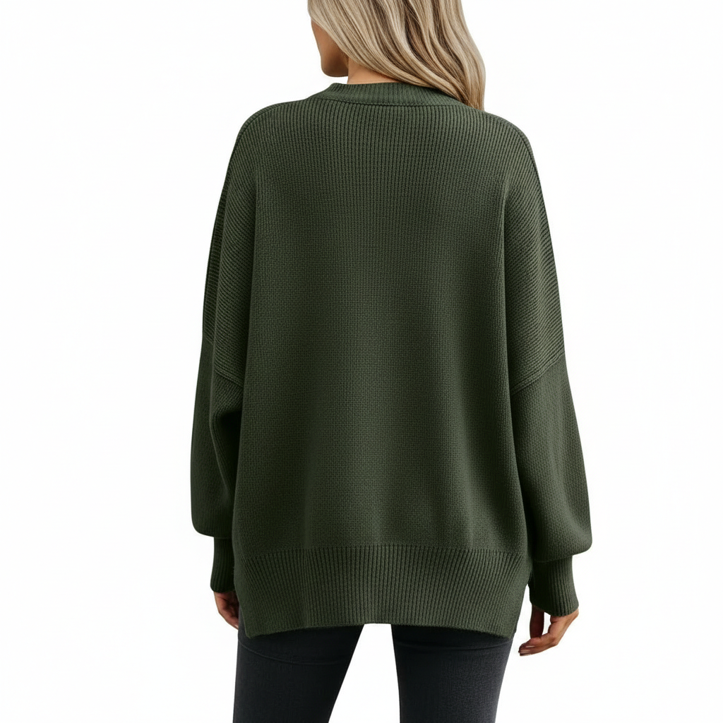 Oversized Batwing Knit Side Slit Pullover Sweater For Women - Image 18