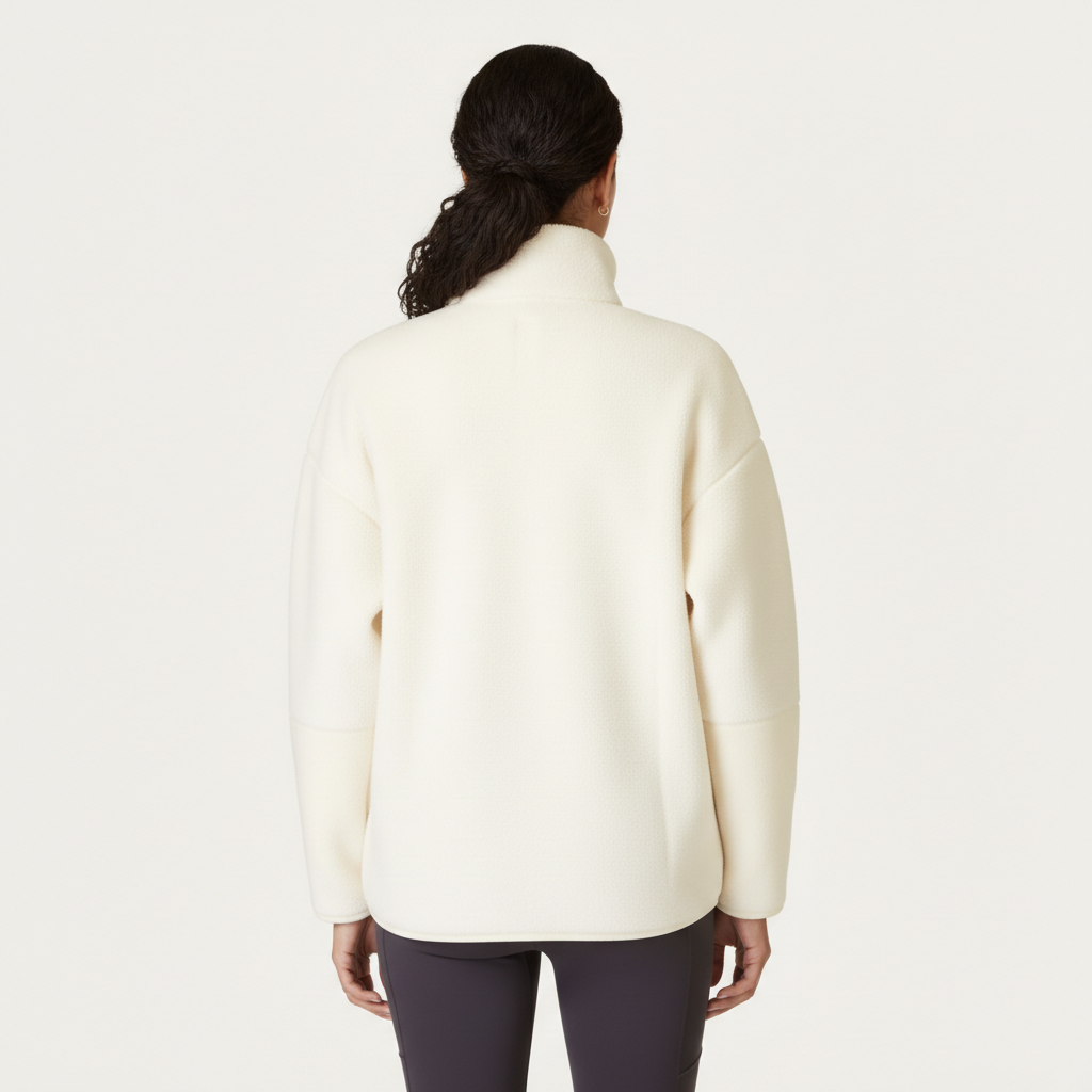 Plush Textured Half Zip Fleece Pullover - Image 3
