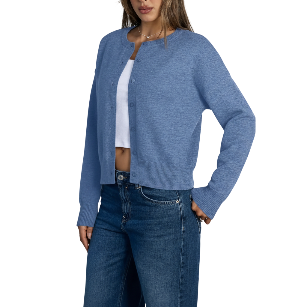 Cropped Lightweight Button Front Cardigan Sweater For Women - Image 34