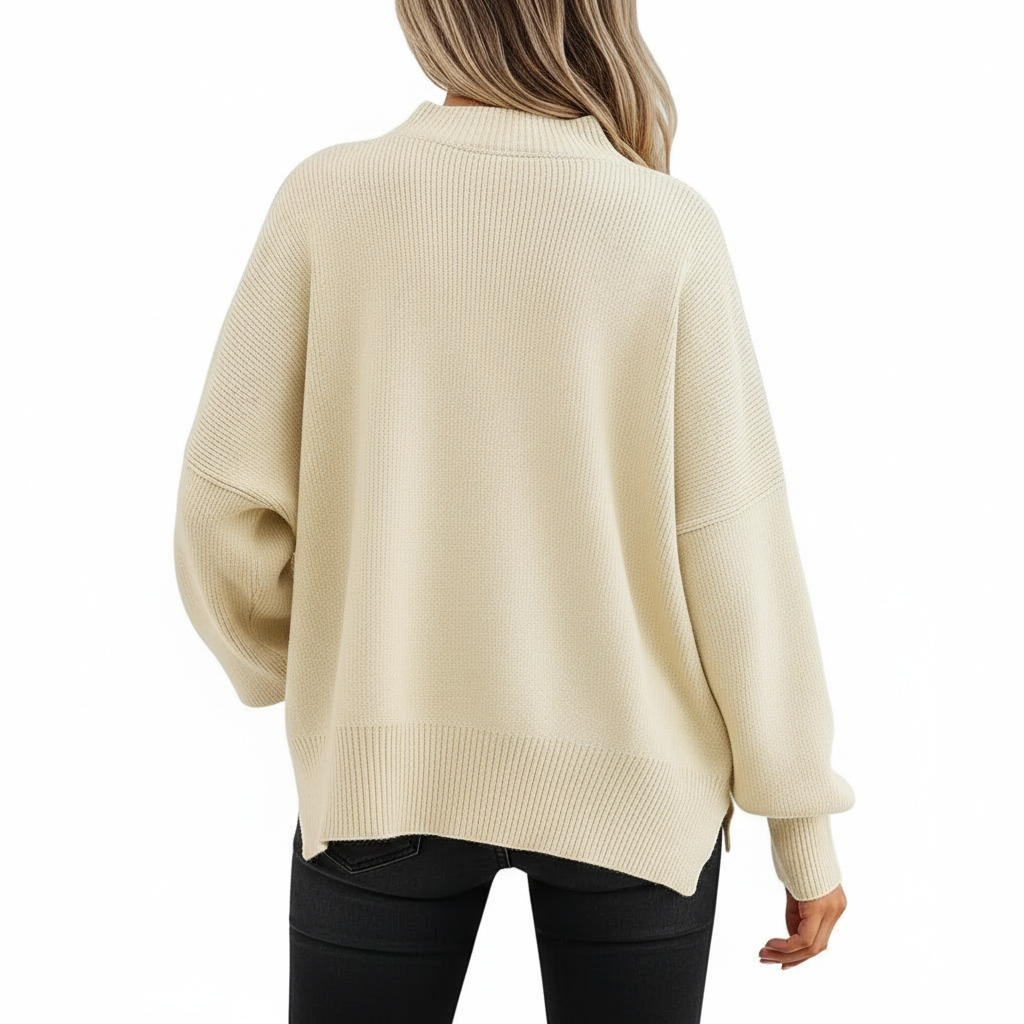 Oversized Batwing Knit Side Slit Pullover Sweater For Women - Image 16
