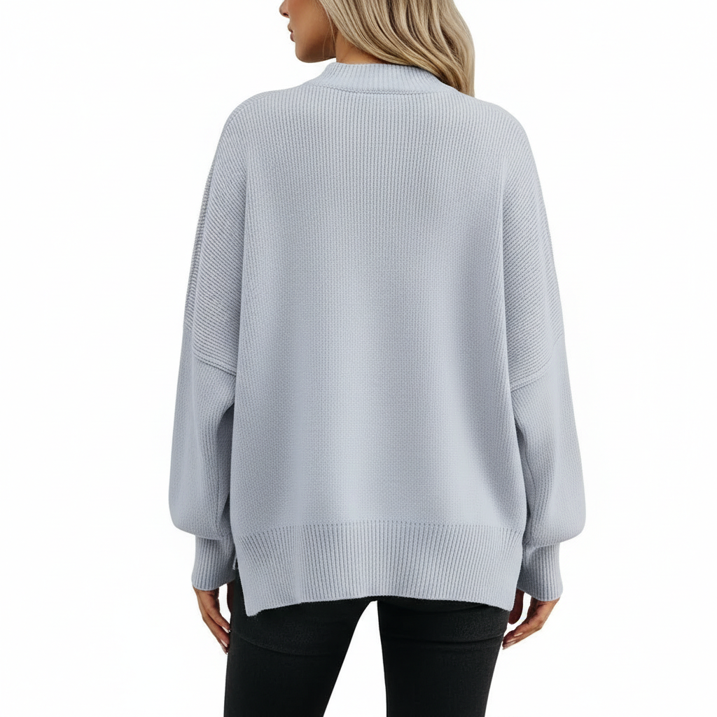 Oversized Batwing Knit Side Slit Pullover Sweater For Women - Image 10