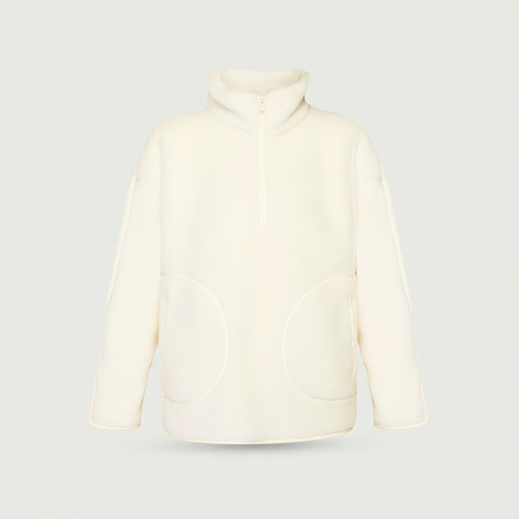 Plush Textured Half Zip Fleece Pullover - Image 4
