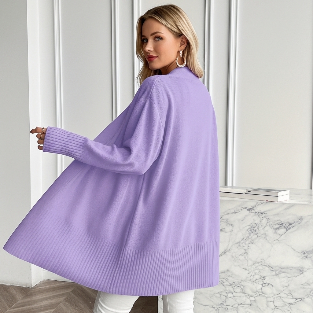 Long Length Cardigan With Long Sleeves And Open Front For Women - Image 12