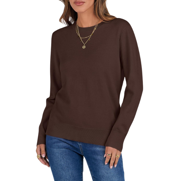 Soft Basic Long Sleeve Crew Knit Pullover Sweater Top With Loose Fit Style - Image 18