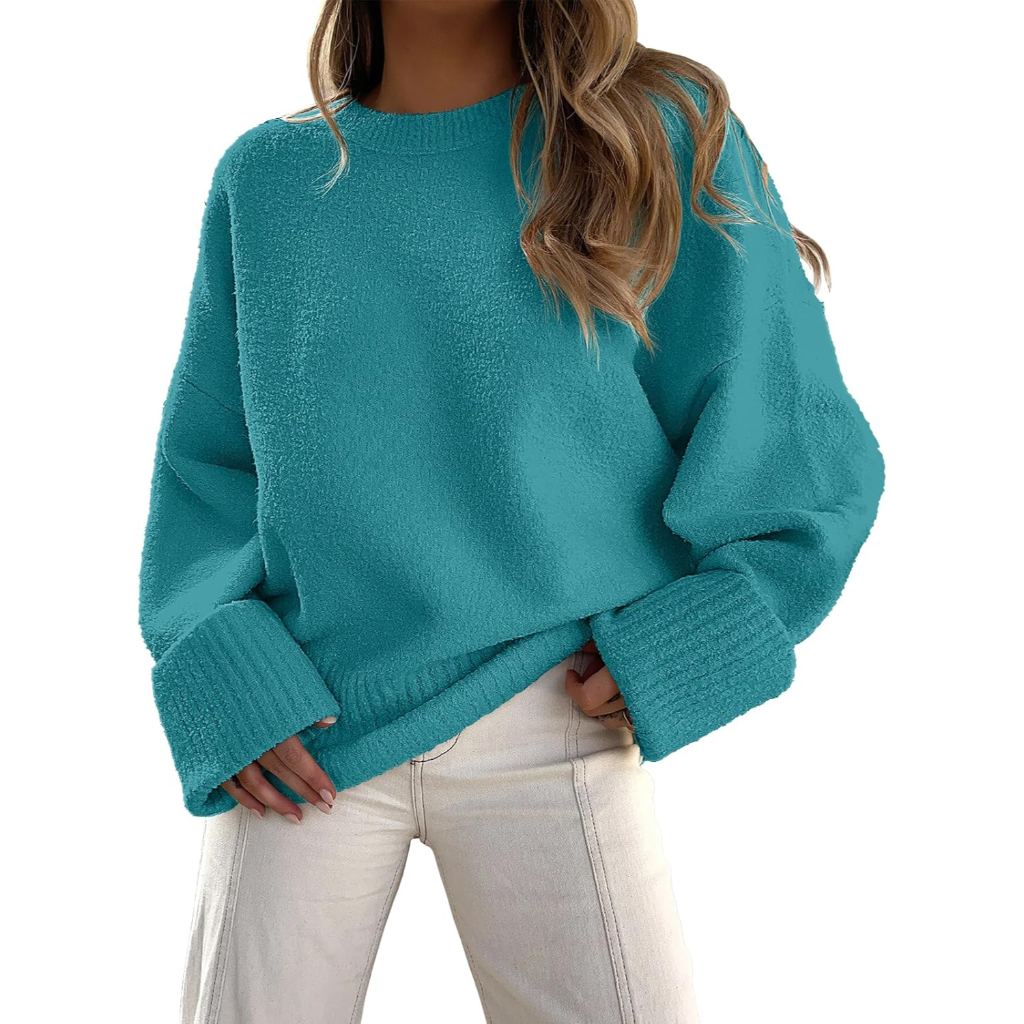 Chunky Style Soft Fuzzy Knit Oversized Long Sleeve Sweater For Women - Image 4