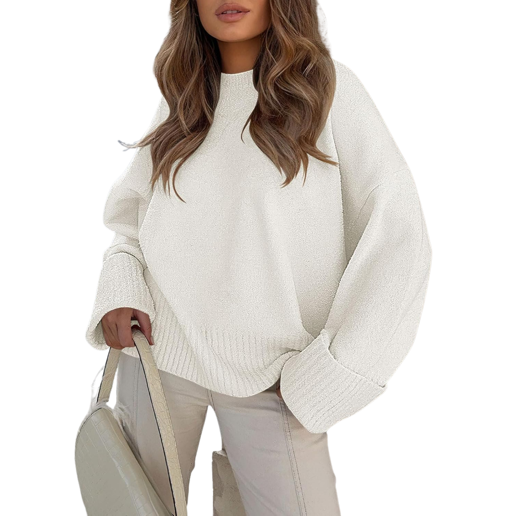 Chunky Style Soft Fuzzy Knit Oversized Long Sleeve Sweater For Women - Image 2