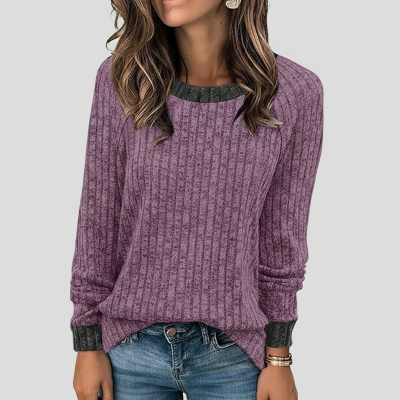 Long Sleeve Lightweight Sweater With Color Block Design For Women - Image 18